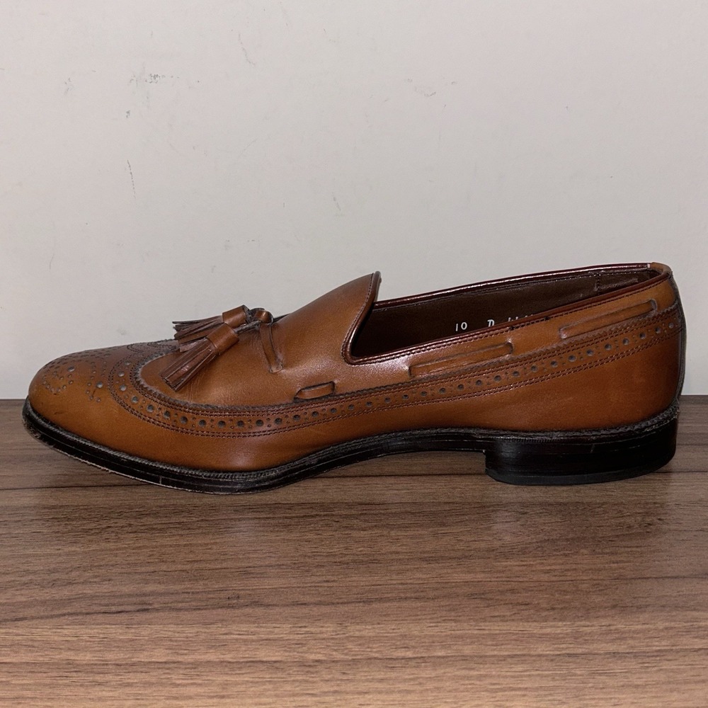 Allen Edmonds Loafers Men's 10D XX Brown Leather Longwing Tip Tassel 44640 - Picture 4 of 9
